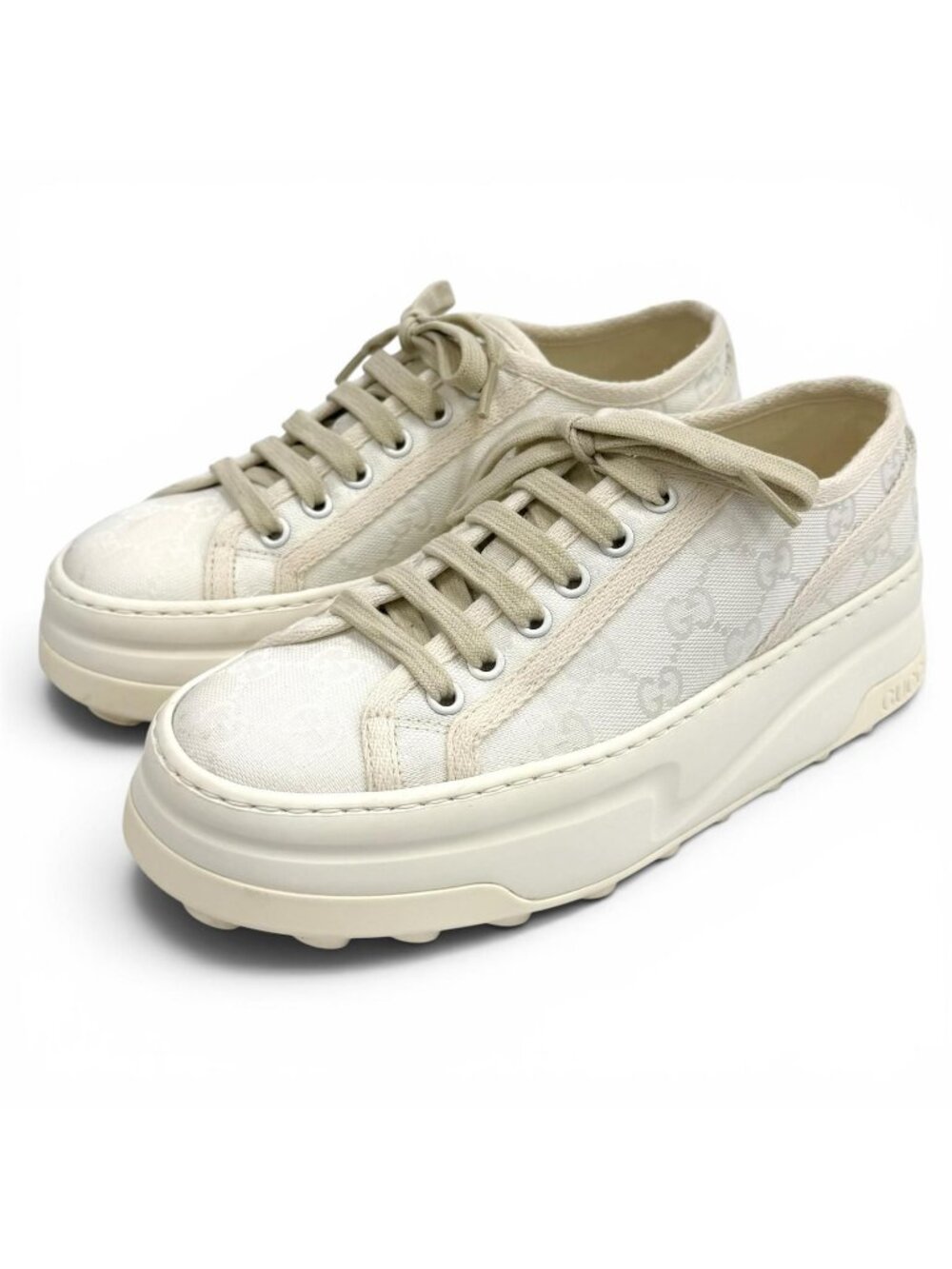 Gucci GG Canvas Logo Enter Platform Sneakers White